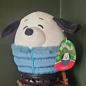 Squishmallows Snoopy Plush with Blue Fur Trimmed Jacket 2024, 7 Inch
